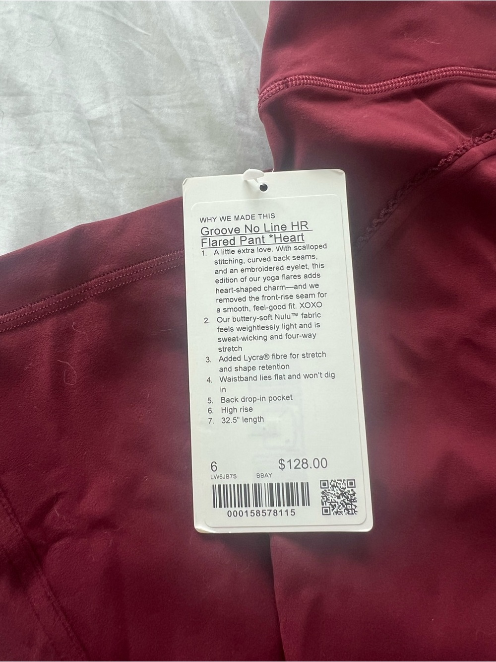 Lululemon Groove No Line HR Flared Pant Burgundy Bay Heart - Picture 9 of 9